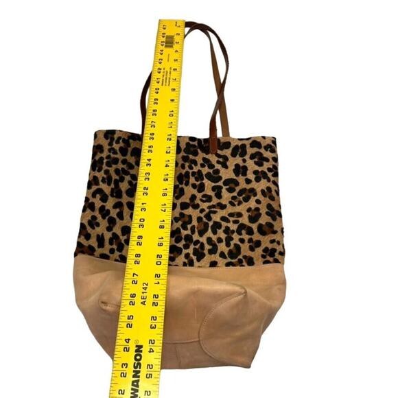 BASIL RACUK Women's Leather With Fur & Leopard Print Patch Sack Shoulder Bag - Picture 6 of 7